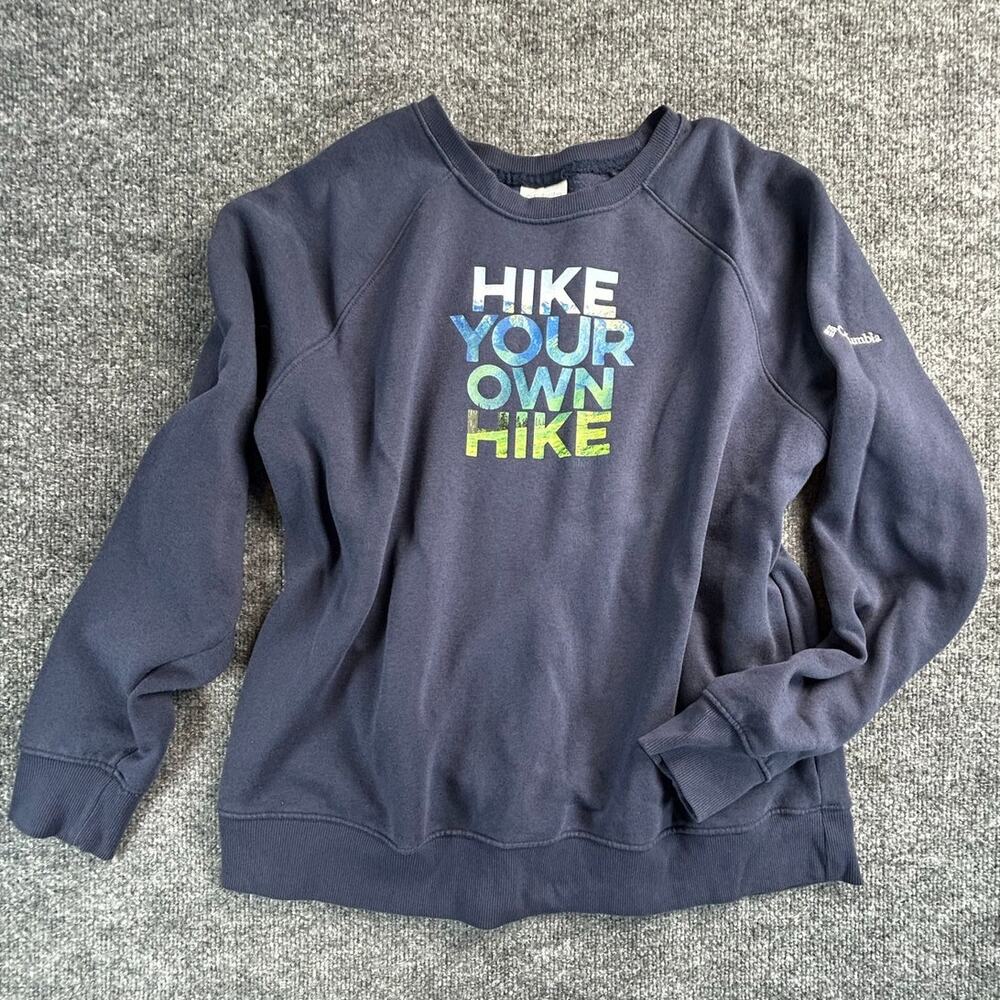 Columbia Women's XL Hike Your Own Hike Graphic Fleece Sweatshirt Blue